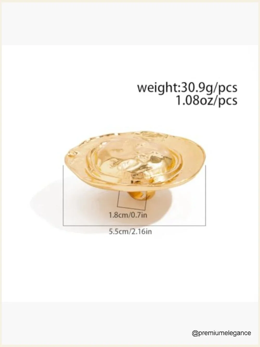 Chunky Gold Hat Ring Geometric Statement Knuckle Ring Hammered Texture Prom